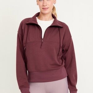 Old Navy Active Burgundy Half Zip Sweatshirt Thumb Holes Women’s Medium